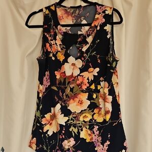 Elegant Floral Sleeveless Blouse